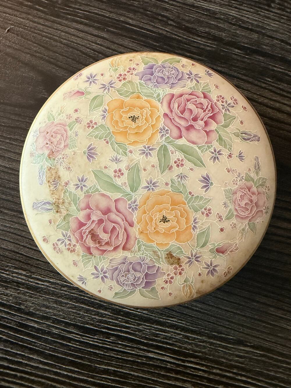 Vintage Cerâmica Ibis Aveiro Round Floral Lidded Trinket Box / Jewelry Dish